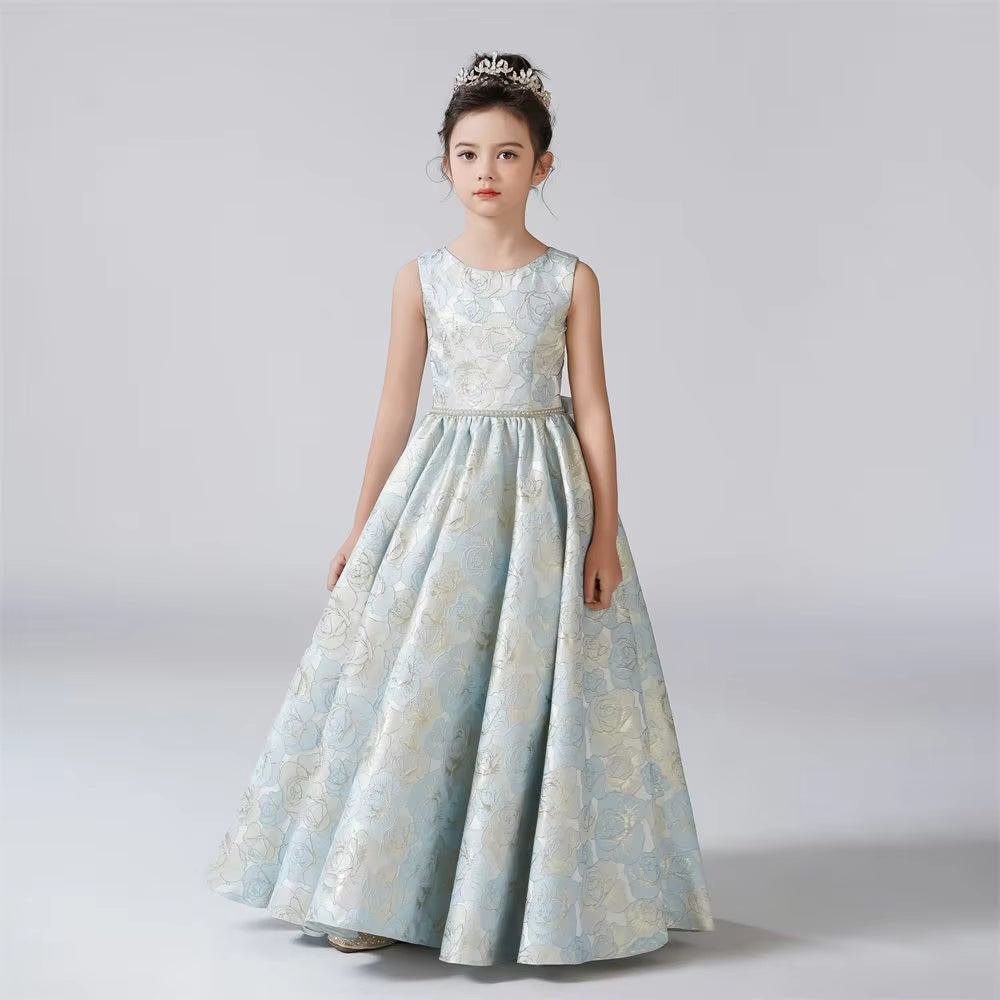 Girls' A-Line Rose Pattern Formal Dress
