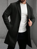 Men's Solid Color Long Sleeve Button-Front Overcoat
