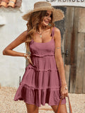 Holidaya Solid Colorumbrella-Shaped Hem Style Strap Dress