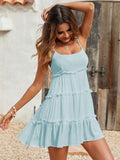 Holidaya Solid Colorumbrella-Shaped Hem Style Strap Dress