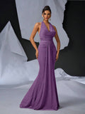 Elegant Glitter Draped Neck Mermaid Maxi Dress