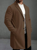 Men's Solid Color Long Sleeve Button-Front Overcoat