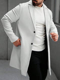 Men's Solid Color Long Sleeve Button-Front Overcoat