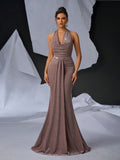 Elegant Glitter Draped Neck Mermaid Maxi Dress