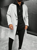 Men's Solid Color Long Sleeve Button-Front Overcoat