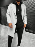 Men's Solid Color Long Sleeve Button-Front Overcoat