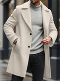 Men's Solid Color Long Sleeve Button-Front Overcoat