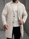 Men's Solid Color Long Sleeve Button-Front Overcoat