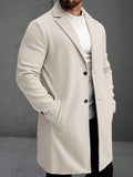Men's Solid Color Long Sleeve Button-Front Overcoat