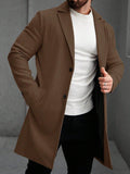 Men's Solid Color Long Sleeve Button-Front Overcoat