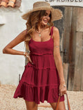 Holidaya Solid Colorumbrella-Shaped Hem Style Strap Dress