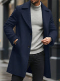 Men's Solid Color Long Sleeve Button-Front Overcoat