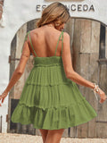Holidaya Solid Colorumbrella-Shaped Hem Style Strap Dress