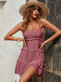 Holidaya Solid Colorumbrella-Shaped Hem Style Strap Dress