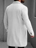 Men's Solid Color Long Sleeve Button-Front Overcoat