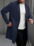 Men's Solid Color Long Sleeve Button-Front Overcoat