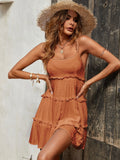 Holidaya Solid Colorumbrella-Shaped Hem Style Strap Dress