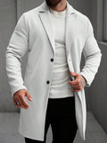 Men's Solid Color Long Sleeve Button-Front Overcoat