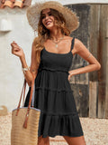 Holidaya Solid Colorumbrella-Shaped Hem Style Strap Dress