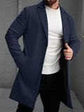 Men's Solid Color Long Sleeve Button-Front Overcoat