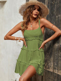 Holidaya Solid Colorumbrella-Shaped Hem Style Strap Dress