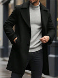 Men's Solid Color Long Sleeve Button-Front Overcoat
