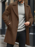 Men's Solid Color Long Sleeve Button-Front Overcoat