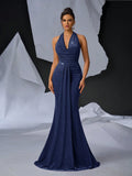 Elegant Glitter Draped Neck Mermaid Maxi Dress