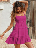 Holidaya Solid Colorumbrella-Shaped Hem Style Strap Dress