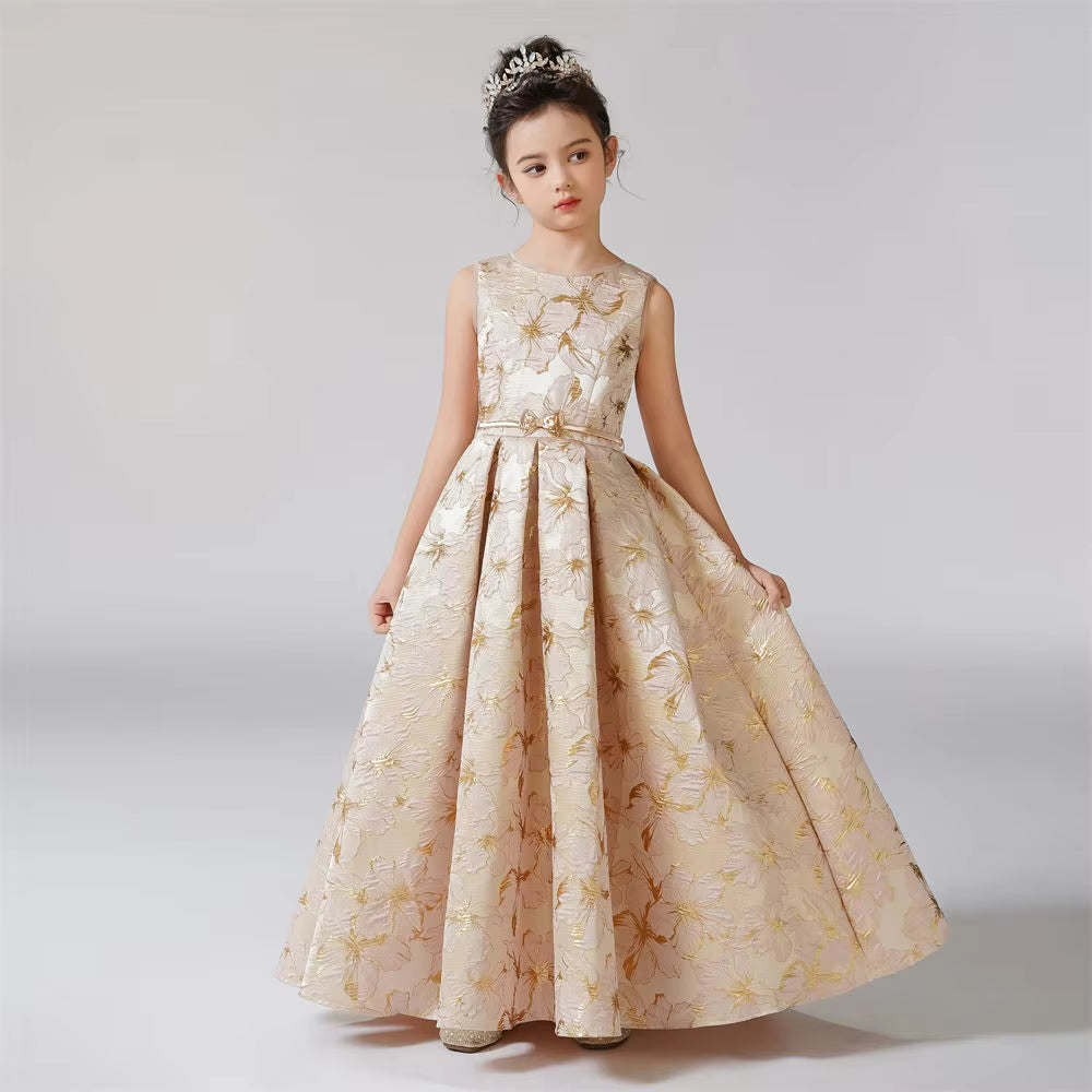 Girls' A-Line Rose Pattern Formal Dress