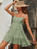 Holidaya Solid Colorumbrella-Shaped Hem Style Strap Dress