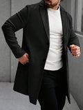 Men's Solid Color Long Sleeve Button-Front Overcoat