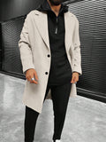 Men's Solid Color Long Sleeve Button-Front Overcoat