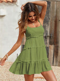 Holidaya Solid Colorumbrella-Shaped Hem Style Strap Dress