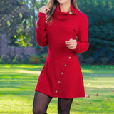 Women's O-Neck Long Sleeve Loose Fit Sweater Dress
