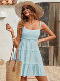 Holidaya Solid Colorumbrella-Shaped Hem Style Strap Dress