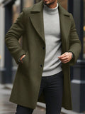 Men's Solid Color Long Sleeve Button-Front Overcoat