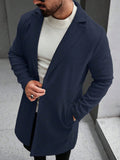 Men's Solid Color Long Sleeve Button-Front Overcoat