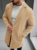 Men's Solid Color Long Sleeve Button-Front Overcoat