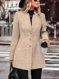 Women's Retro Wool Blend Winter Trench Coat with Stand Collar