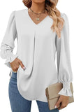Women's V-Neck Chiffon Blouse with Flared Sleeves