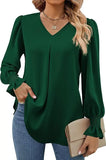 Women's V-Neck Chiffon Blouse with Flared Sleeves