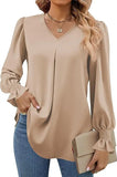 Women's V-Neck Chiffon Blouse with Flared Sleeves