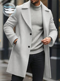 Men's Solid Color Long Sleeve Button-Front Overcoat