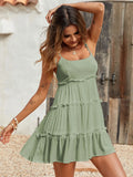 Holidaya Solid Colorumbrella-Shaped Hem Style Strap Dress