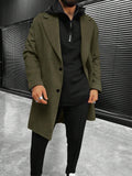 Men's Solid Color Long Sleeve Button-Front Overcoat