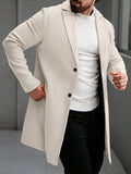 Men's Solid Color Long Sleeve Button-Front Overcoat