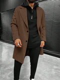 Men's Solid Color Long Sleeve Button-Front Overcoat