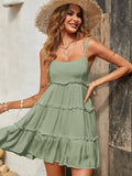 Holidaya Solid Colorumbrella-Shaped Hem Style Strap Dress