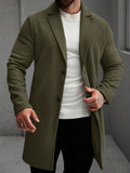Men's Solid Color Long Sleeve Button-Front Overcoat